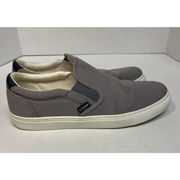 J Crew Mens Explorer Canvas Slip-on Sneaker Sz 8 Gray Coastal Casual Comfortable - Picture 4 of 10